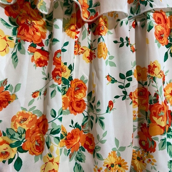 WAYF Women 2 Piece Set SMALL Orange‎ Rose Tiered Skirt Corset Style Top Boho - Picture 11 of 15